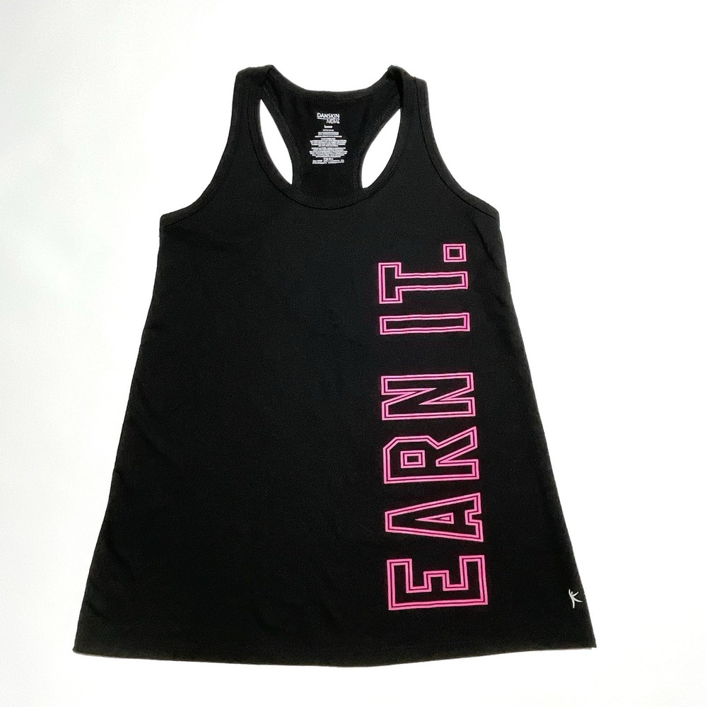 NEW Danskin‎ Now Athletic Racerback Loose Dri More Tank Top Small 4/6 "Earn It"
